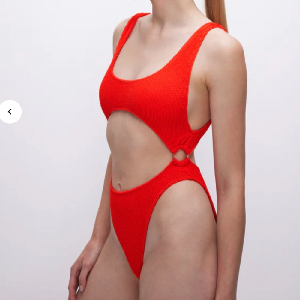 NWT Good American Always Fits Monokini Red Bright Poppy L/XL